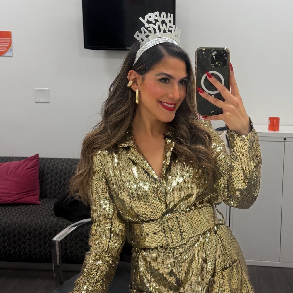 Gold Sequin Belted DRESS